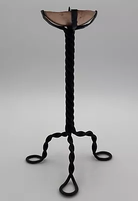 Mission Stickley Era Arts & Crafts Copper Braided Iron Pillar Candle Holder • $35