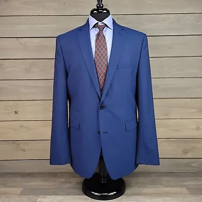 Vince Camuto Blazer Mens 42L Slim Fit Blue Wool Sport Coat 2 Button Suit Jacket • $38.95