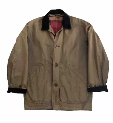 J CREW Field Barn Chore Jacket Men’s Small Brown Flannel Lined Corduroy Trim • $39.95