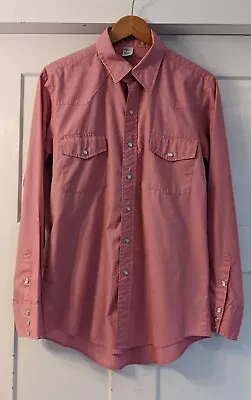 Vintage Malco Modes Men's Western Dress Shirt 16 1/2 34 (XL) Pink Pearl Snap • $18.99