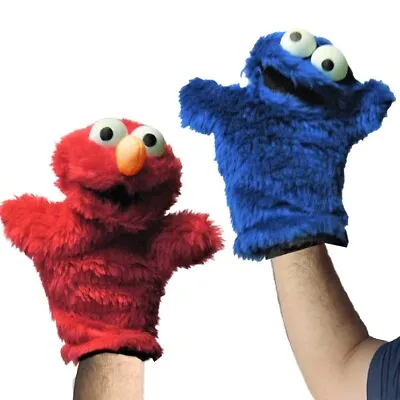 Elmo + Cookie Monster 2 Muppets Hand Glove Puppets Toys Sesame Street Muppet Art • $46