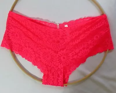 Vintage Victoria's Secret Neon Pink Sheer Lace Low Rise Short Panties Sz Med. • $14.50