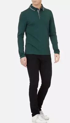 Michael Kors Men's Greenwich Logo Jacquard Long Sleeve Polo Shirt Atlantic Green • $17.60