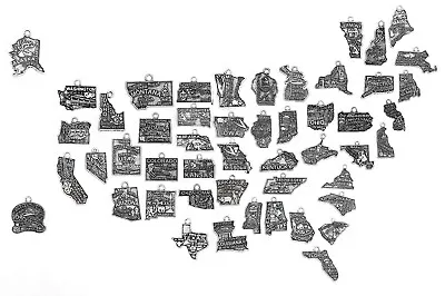 Any US State Charm Pendant For Bracelet Necklace United States USA Map Outline  • $12