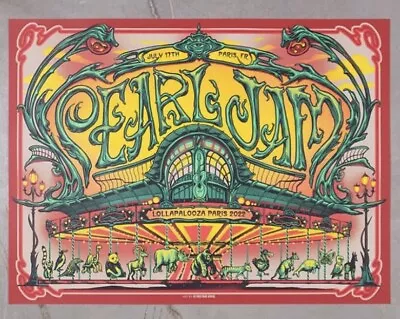 Pearl Jam Lollapalooza Paris Munk One Poster July 2022 • $129