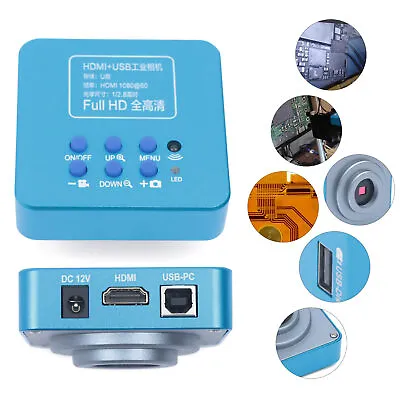 New HD 1080p HDMI Industrial Digital Video Microscope Camera C Mount USB Blue • $76.95