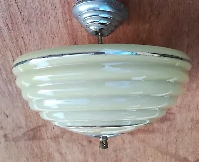 30cm LARGE ART DECO MID CENTURY RETRO VINTAGE  ANTIQUE ROD PENDANT LIGHT   • $195