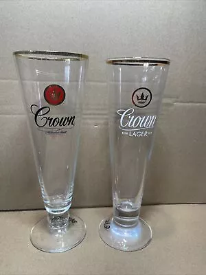 2x CROWN LAGER GLASSES (2-144) • $29.99