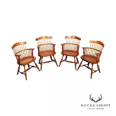 Duckloe & Bros Inc Vintage Set Of Four Cherry Windsor Dining Chairs • $1295