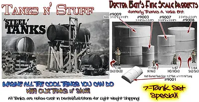 VERTICAL ROUND STEEL *7-TANK SET* Scale Model Pieces Thomas Yorke Ons8351 • $66.90