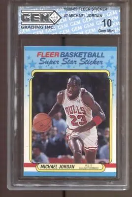 1988-89 Michael Jordan Fleer Sticker #7 Gem Mint 10 Chicago Bulls MVP HOF • $237.49