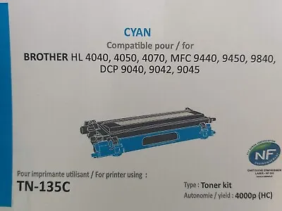 £3.99 • Buy Compatible Brother TN-135C TN135C HL4040CN HL4070CDW Cyan Toner Cartridge