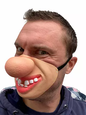 £5.97 • Buy Half Face Funny Big Red Nose Clown Mask Hillbilly Teeth Fancy Dress Stag Costume