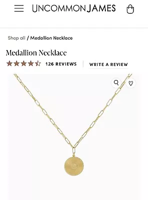 NWT Uncommon James ~ Medallion Gold Pendant Necklace • $20