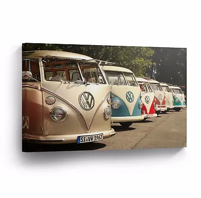 Canvas Wall Art Photo Print VW Classic Vintage Car Bus Camper Volkswagen VWH5 • $109.99