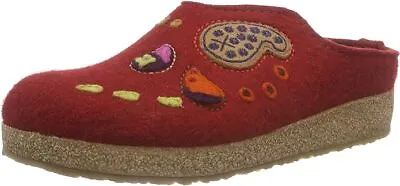 HAFLINGER Grizzly India In Paprika RED Arch Support Slipper US 9  EU 40 • £90.72