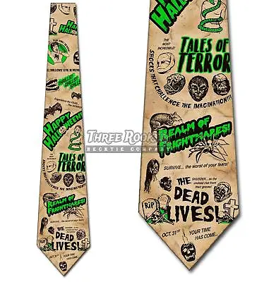 Vintage Halloween Horror Ties Retro Men's Movies Neck Ties Brand New • $18.75