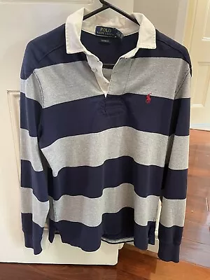 Ralph Lauren Navy Blue And Grey Polo Top (Small) • $75