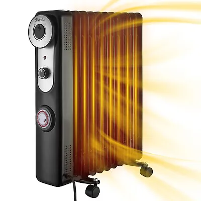 £66.99 • Buy Oil Filled Radiator Heater Electric With Timer 3 Heat Thermostat Portable Black
