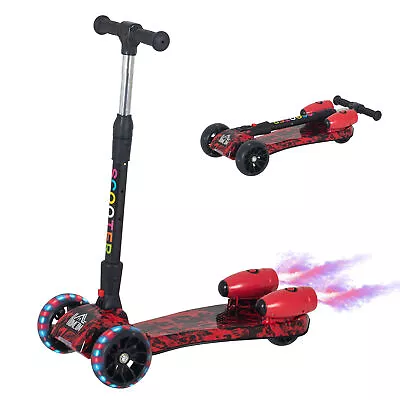 HOMCOM Child Wheel E-Scooter Light Music Water Spray Rechargeable 3-6 Yrs Red • £49.99