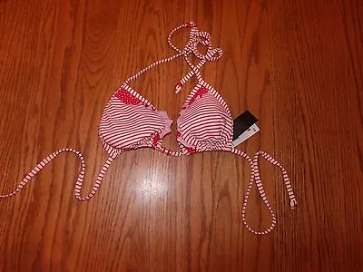 NWT Womens Marie Meili Red White Striped Bikini Top Swimwear Swim Suit Medium M • £9.98