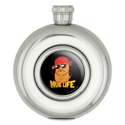 Nug Life Chicken Nugget Funny Humor Round Stainless Steel 5oz Hip Drink Flask • $11.99