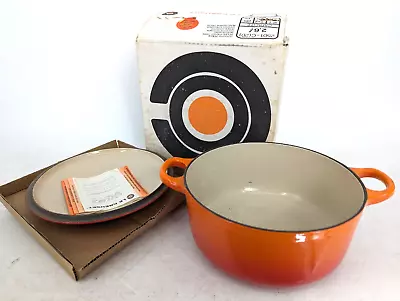 Vintage Le Creuset Cast Iron Casserole Dish 20 - 2.6L Boxed Volcanic Orange • £32