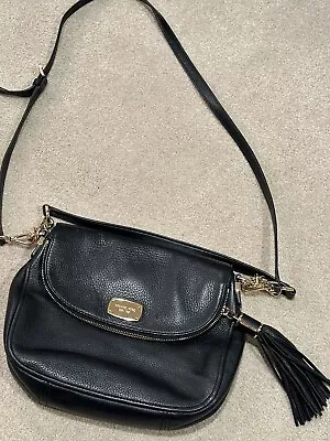 Michael Kors Black Bedford Satchel Tassel Medium Leather Shoulder Bag Crossbody • $38.99