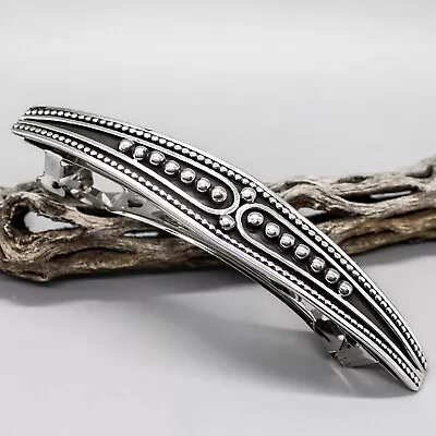 NAVAJO-LARGE OXIDIZED STERLING SILVER BARRETTE By LORENA NEZ-NATIVE AMERICAN • $360