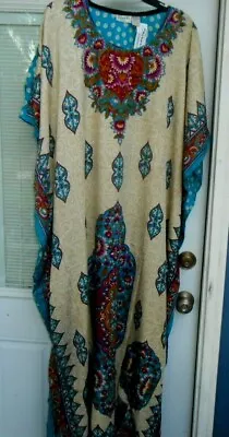 Sale New Sante Mumu Fits 1x- 3x Kaftan Caftan  Dress Microfiber Beige  Purple • $10.49