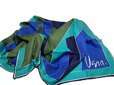 Vintage Vera Neumann Square Scarf With Modern Blue And Green Geometric Design • $19.95