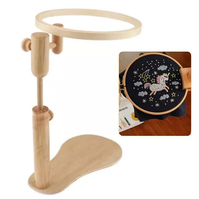 Adjustable Cross Stitch Rack Desktop Embroidery Lap Stand Wood Holder Frame Hoop • $33