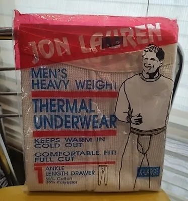 Jon Lauren Heavyweight Thermal Underwear Men’s XL Vintage Long Johns Ankle NOS • $14.95