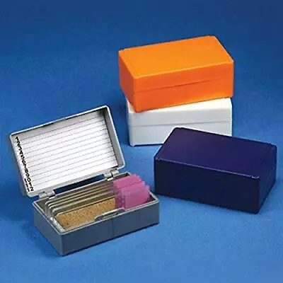 513072b Abs Plastic Cork Lined Slide Storage Box For 12 Slides Blue • $12.45