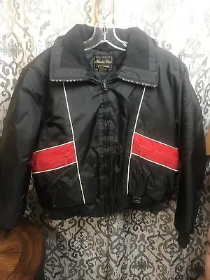 Vintage Men's Size Large Lined Snowmobile Jacket Black Red Maxim Wear Yamaha • $99.99