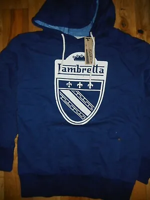 Lambretta Shield Blue Distressed Hoody Mod Skin Vespa Retro Scooter • £14.99