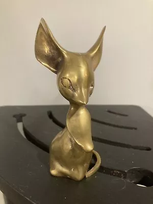 Vintage Brass Mouse Big Ears Long MCM Figurine Paperweight Mid Century Modern 5” • $14.95