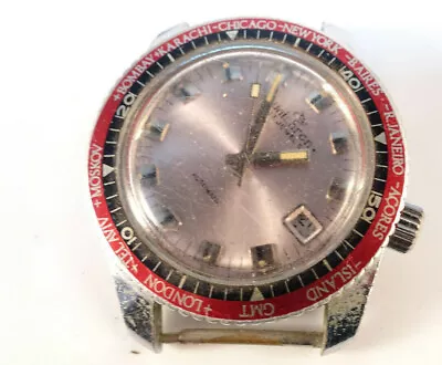 Unichron World Time Diver Gmt Compressor Ut37 17 Jewel Vintage Watch For Repair  • $195