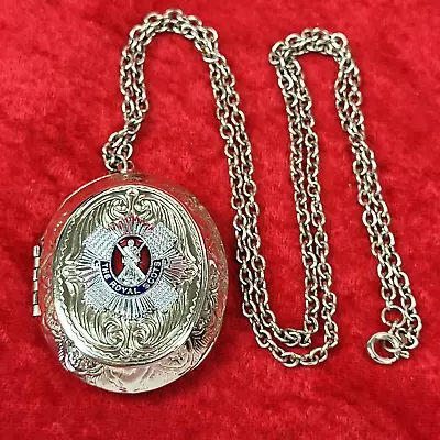 Vintage WW2 The Royal Scots Sweetheart Locket Double Photo Pendant 24  Necklace • $9.95