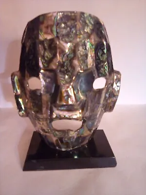 Vtg Abalone Death Mask On Black Onyx Stand.#113 • $58.99