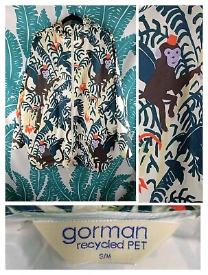 $85 • Buy Gorman S/M Hanging Out Raincoat Rain Jacket Hooded Cream Monkey In Jungle Print