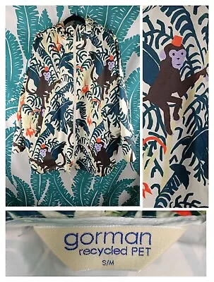 Gorman S/M Hanging Out Raincoat Rain Jacket Hooded Cream Monkey In Jungle Print • $75