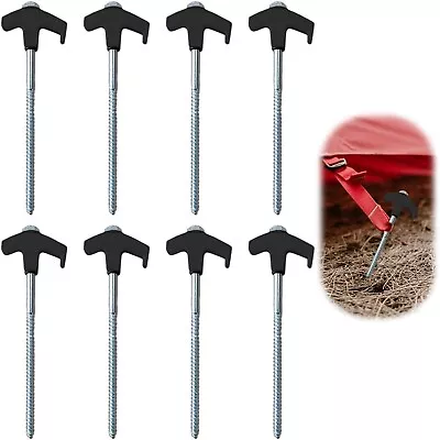 4 PCS 8  Screw In Tent Stakes Ground Screw In Drillable Tent Stakes Heavy Duty • $8.99