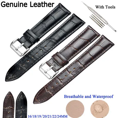 £5.63 • Buy Genuine Leather Watch Strap 16/18/19/20/21/22/24mm Replacement Smart Watch Band