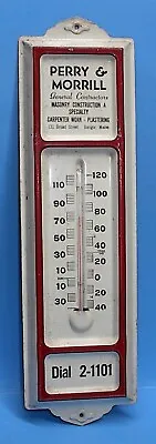 Perry & Morrill General Contractors Bangor Maine Steel Wall Thermometer Clean • $20