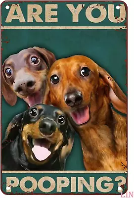 Funny Metal Signs Decor Dachshund Are You Pooping Restroom Bathroom Wall Deco... • $15.99