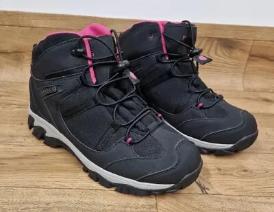 £19.95 • Buy Pavers Black Walking Boots Size 8 EU 41 Pink Accents Lace Up Tighteners NEW READ