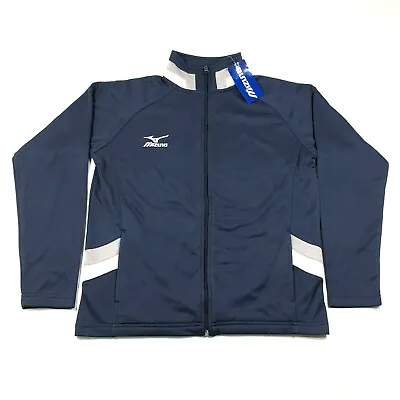 Mizuno Mens S Navy Blue Full Zip Running Biking Jacket Lightweight Mock Neck NWT • $30