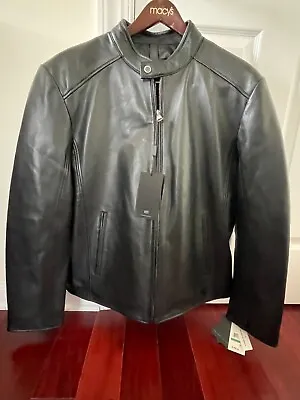 Brand New MARC NEW YORK Men's Black Leather Moto Jacket Size L $595 • $135