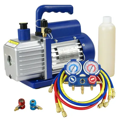 $98.58 • Buy Air Condition A/C R134A With 3,5CFM Vacuum Pump Kit R134a HVAC Manifold 